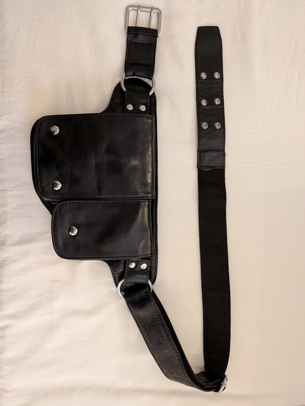 Vicenzo Black Leather Belt/Crossbody Holster Bag